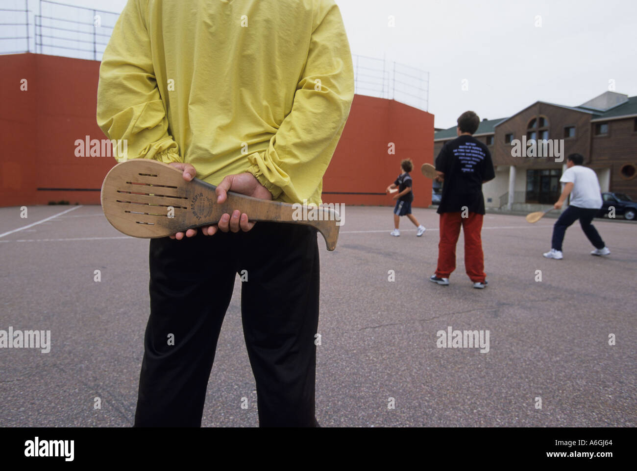 playing Pelotes Basques traditional Basques raquet ball game Saint