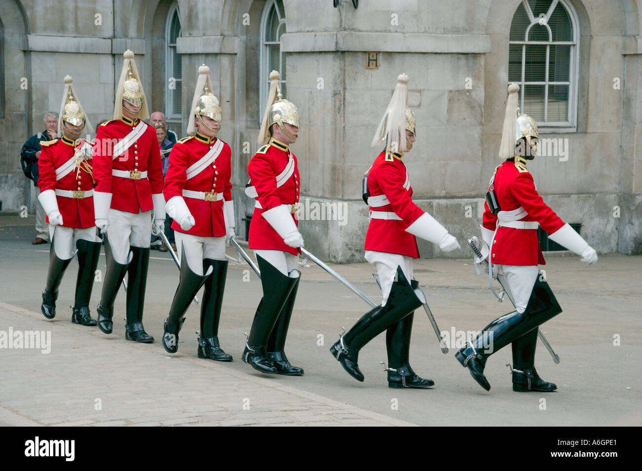 Queens Royal Horseguards Life Guard LifeGuard marching in Whitehall Stock Photo 3778272 Alamy