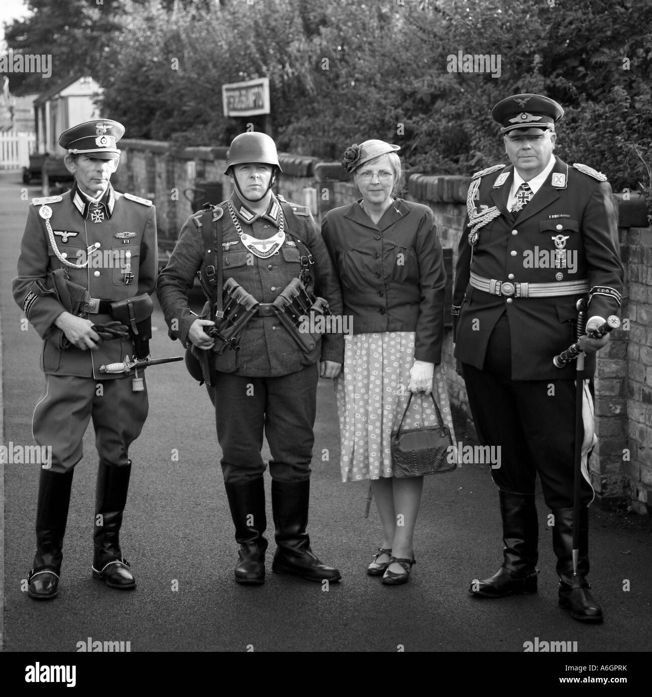German Air Force Officer with Nazi Party Members Stock Photo