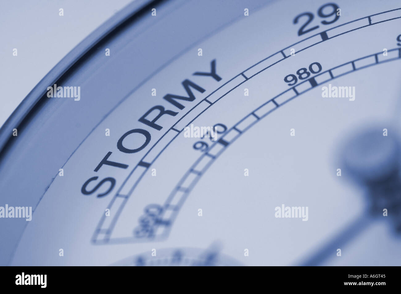 Barometer indicating stormy weather Stock Photo Alamy