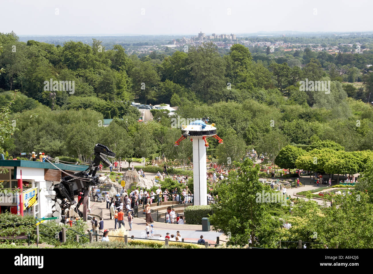 View towards castle from Legoland adventure theme park for families and ...