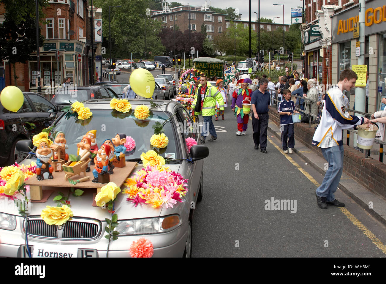 Hornsey Carnival parade through streets of Muswell Hill London N10 England Stock Photo