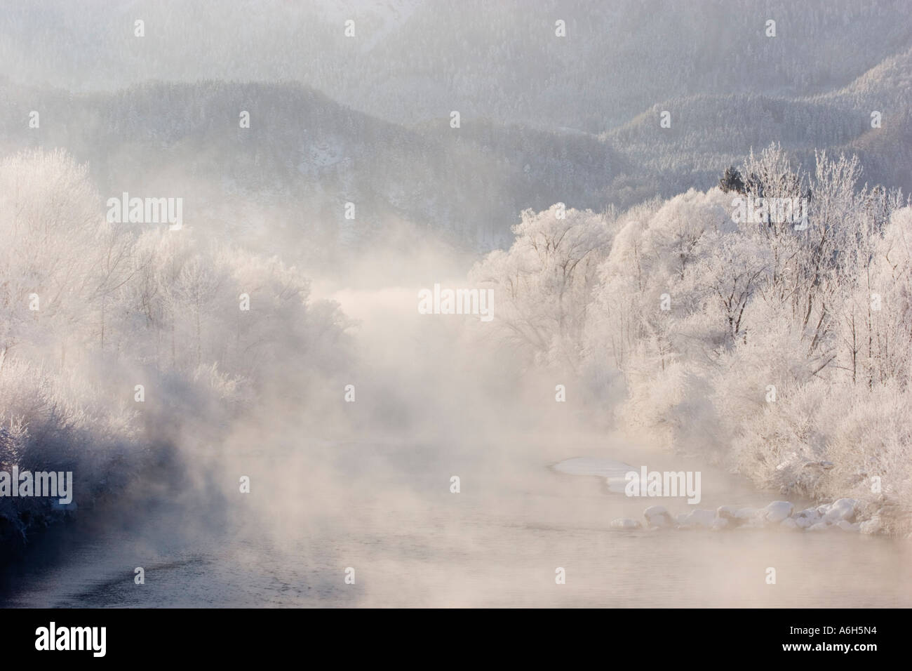 Loisach river Schlehdorf Bavaria Germany Stock Photo