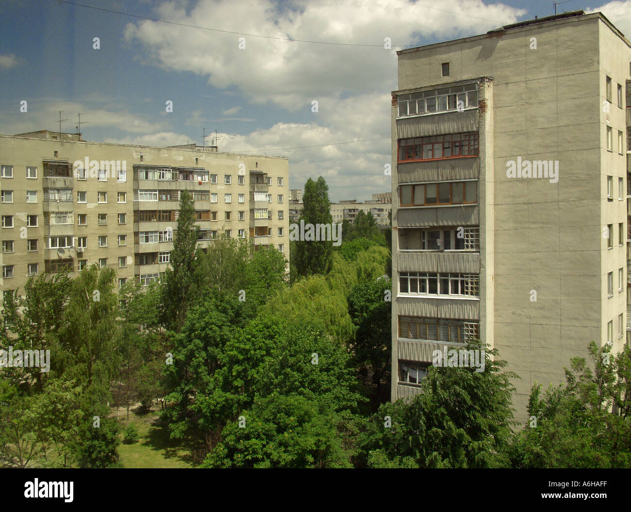 Local community housing apartment blocks in Gomel Belarus Stock Photo