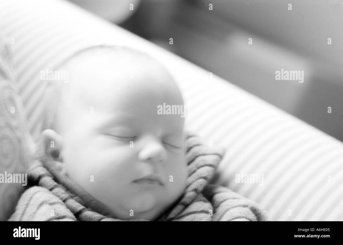sleeping Baby on Couch Stock Photo Alamy