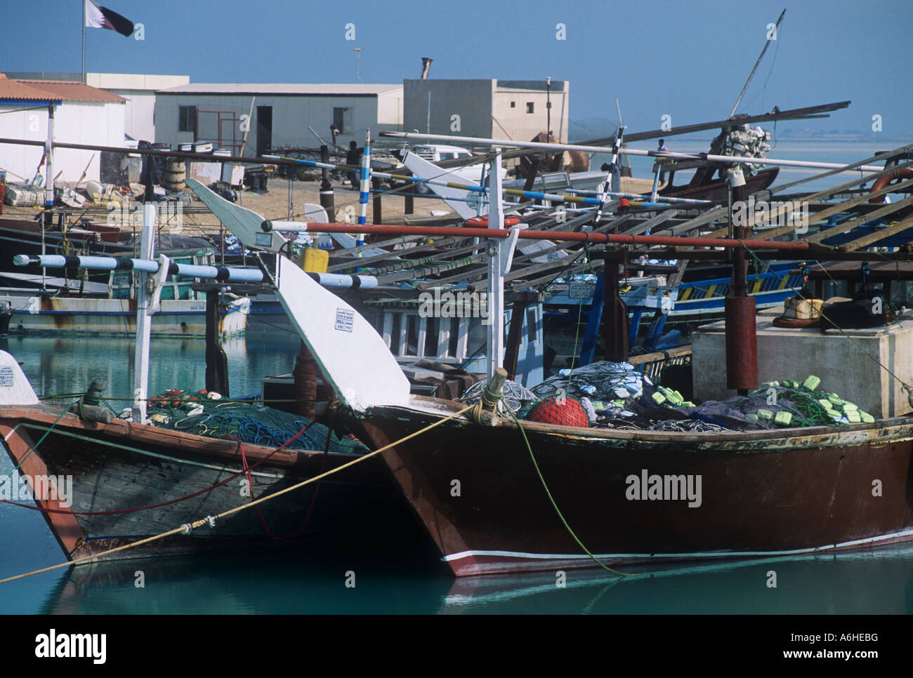 Fishing boats in Doha fish harbour, Qatar Stock Photo Alamy