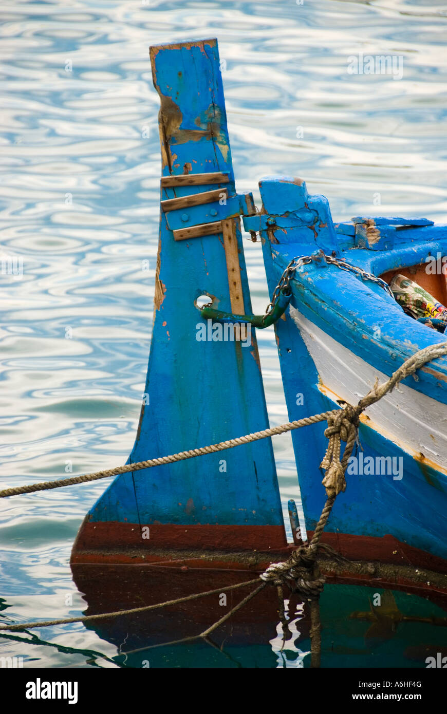 Detail of small  fishing boat  Sicily Italy Europe Stock Photo
