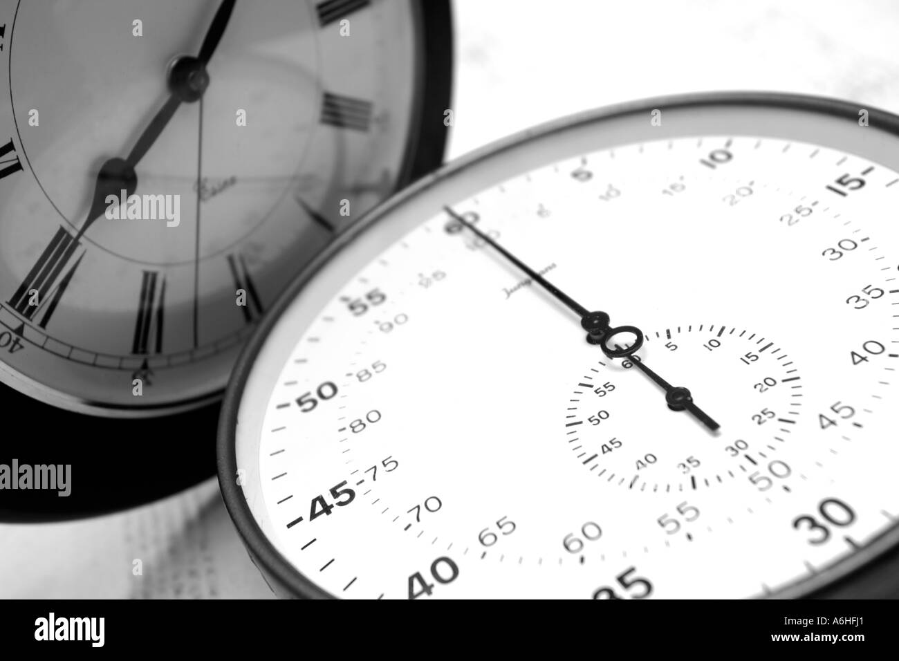 stopclock timer and wall clock Stock Photo Alamy