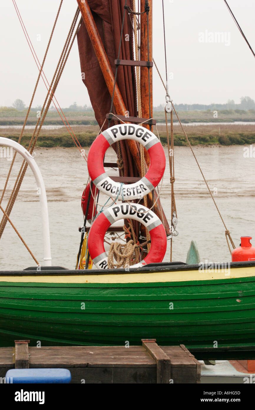 Maldon Waterfront Hythe quay Essex England UK Thames Barge detail of