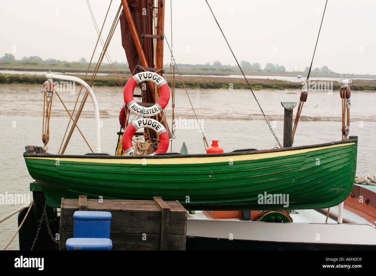 Maldon Waterfront Hythe quay Essex England UK Thames Barge detail of
