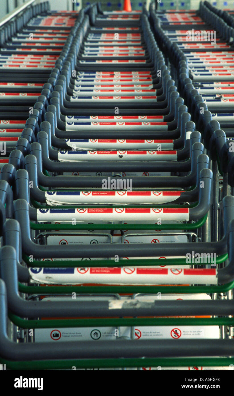 Trolleys at Stansted Airport London England Stock Photo