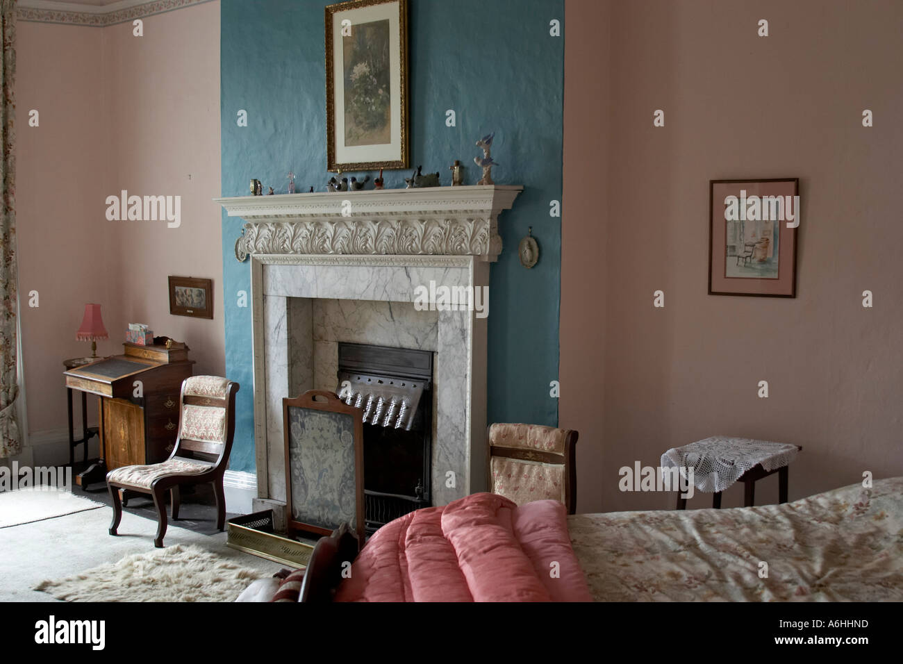 Bedroom in interior of Lissan House home of Hazel Dolling Co Tyrone Northern Ireland UK Old historic buiding Stock Photo