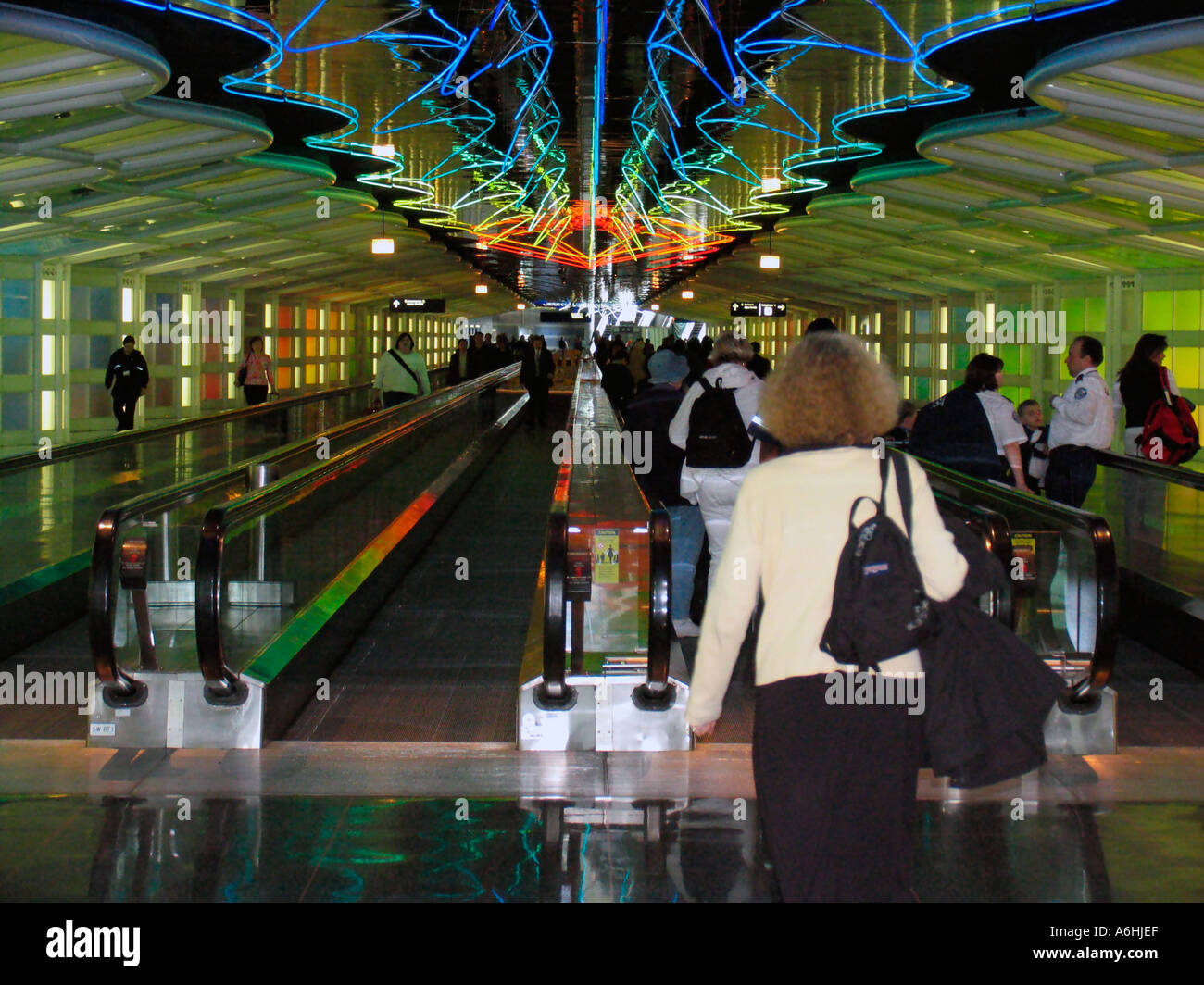 Tunnel between United Airlines Concourse B and C at Terminal One OHare