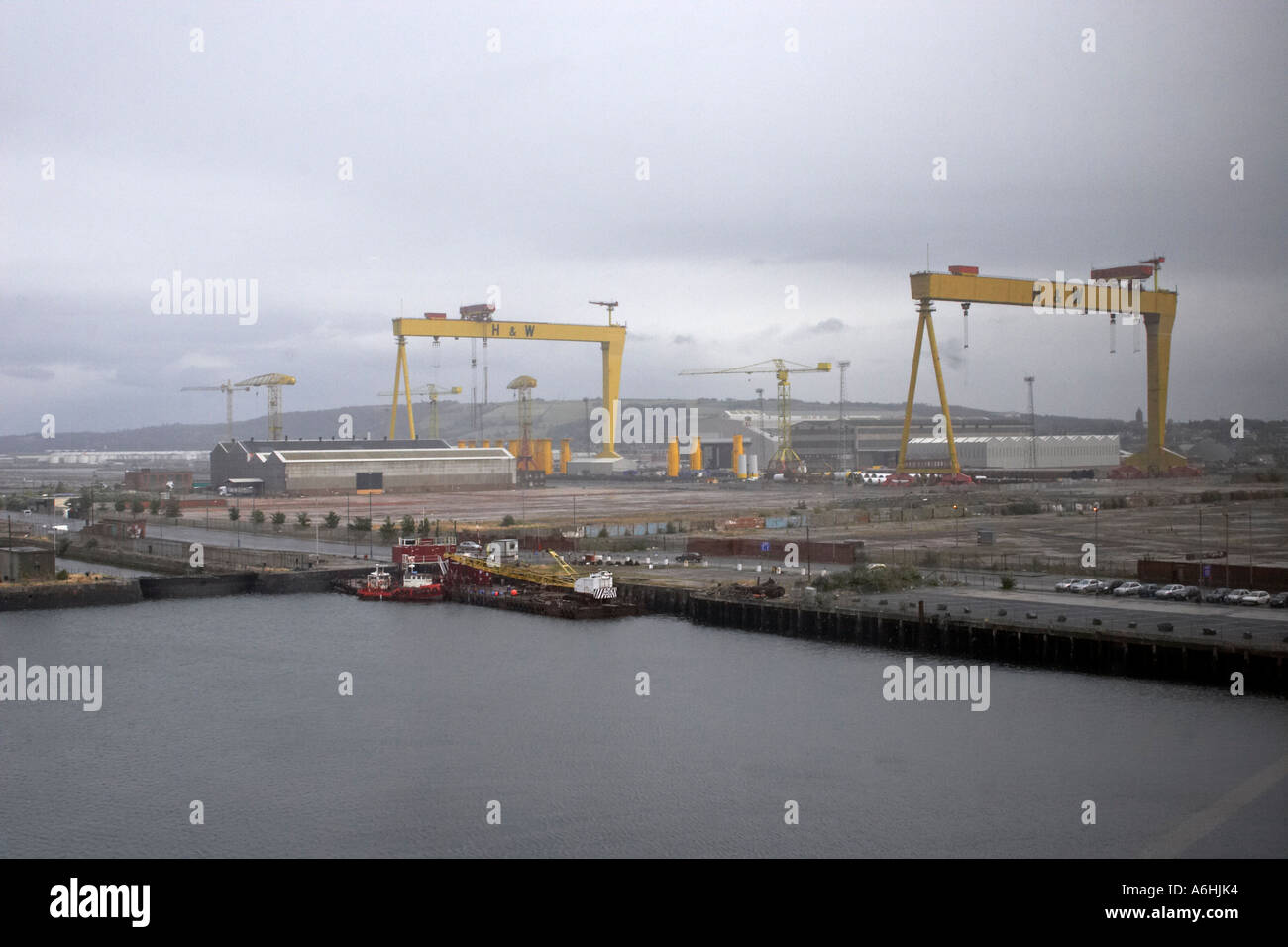 Belfast Harbour with Samson and Goliath cranes of Harland and Wolff