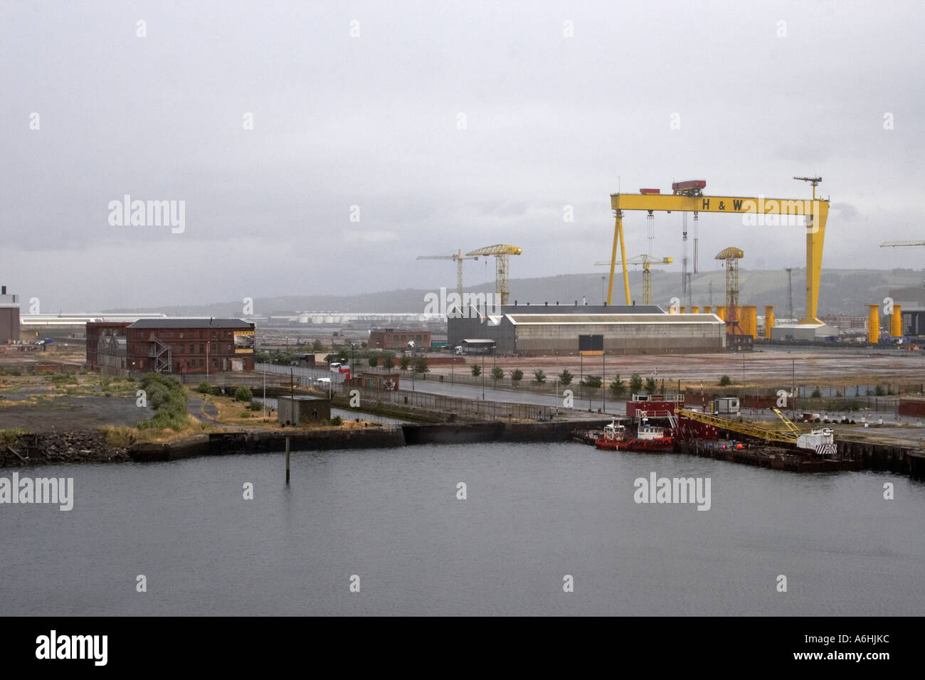Belfast Harbour with Samson and Goliath cranes of Harland and Wolff