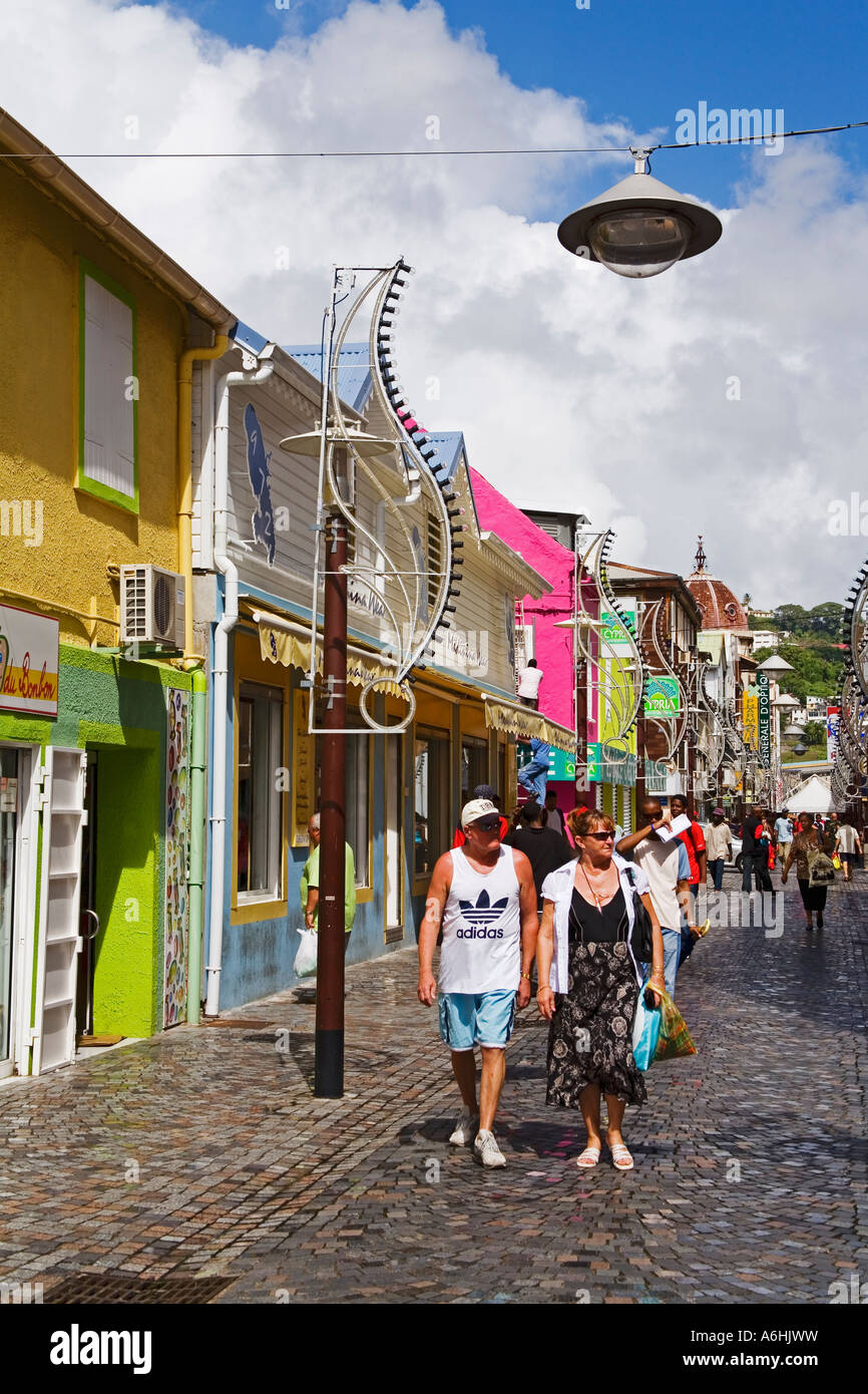 Shoppers on Rue de la Republique Fort de France City Martinique French  Antilles Caribbean Stock Photo - Alamy
