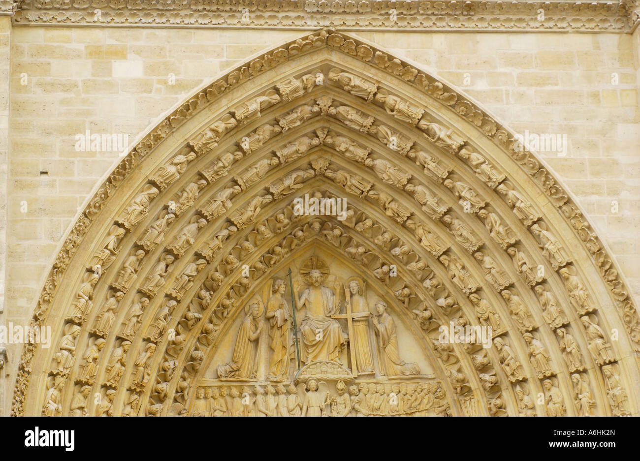 Exterior detial of the Norte Dame cathedral Paris, France Stock Photo