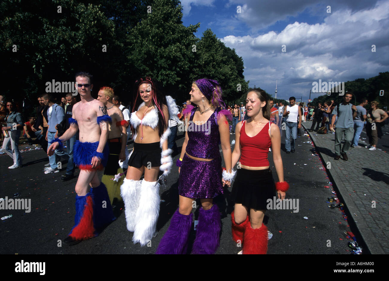 Revellers at Berlin Love Parade Stock Photo