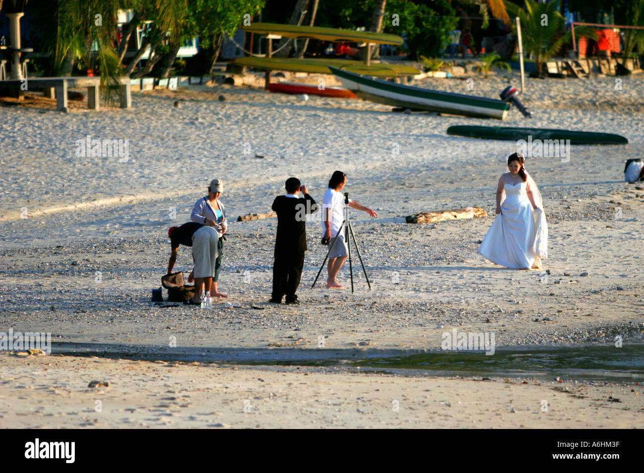 Many couples have wedding pictures taken at Salang Beach Tioman Island Malaysia Stock Photo