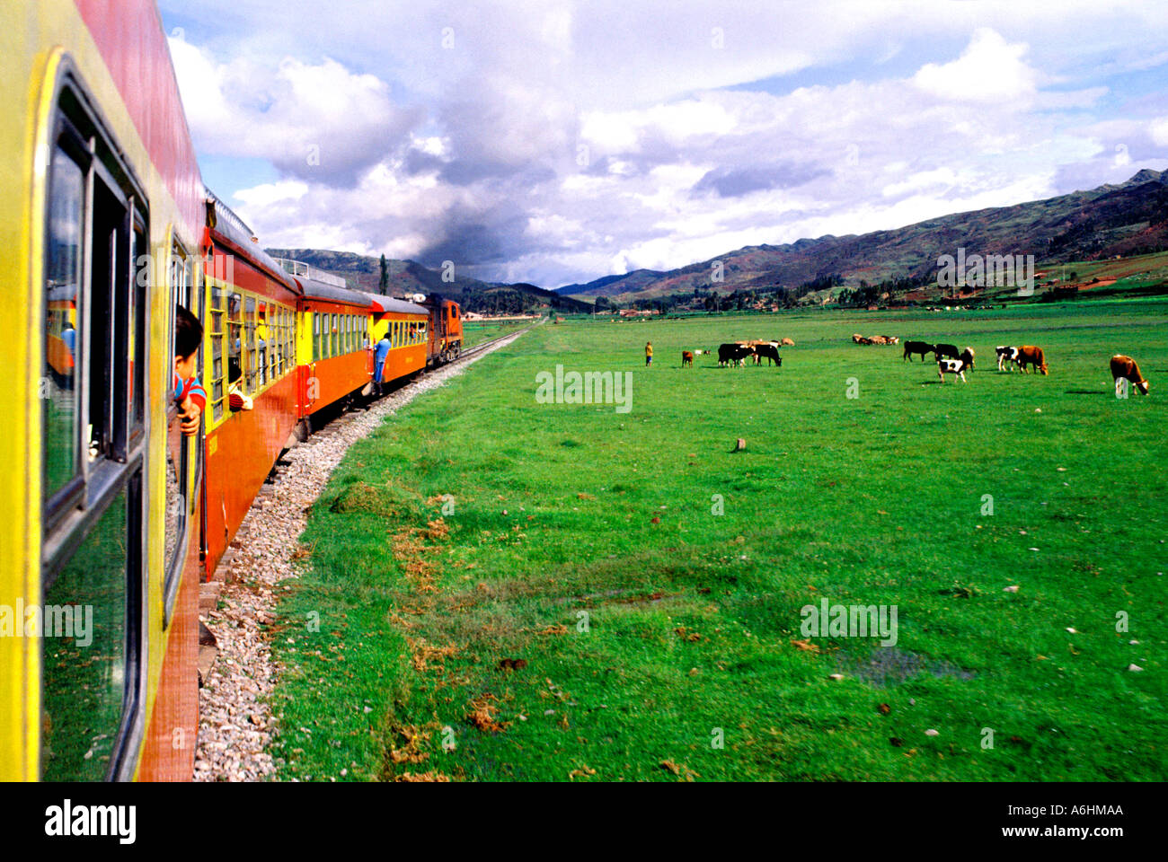train Cuzco to Aguas Calientes Peru South America Stock Photo