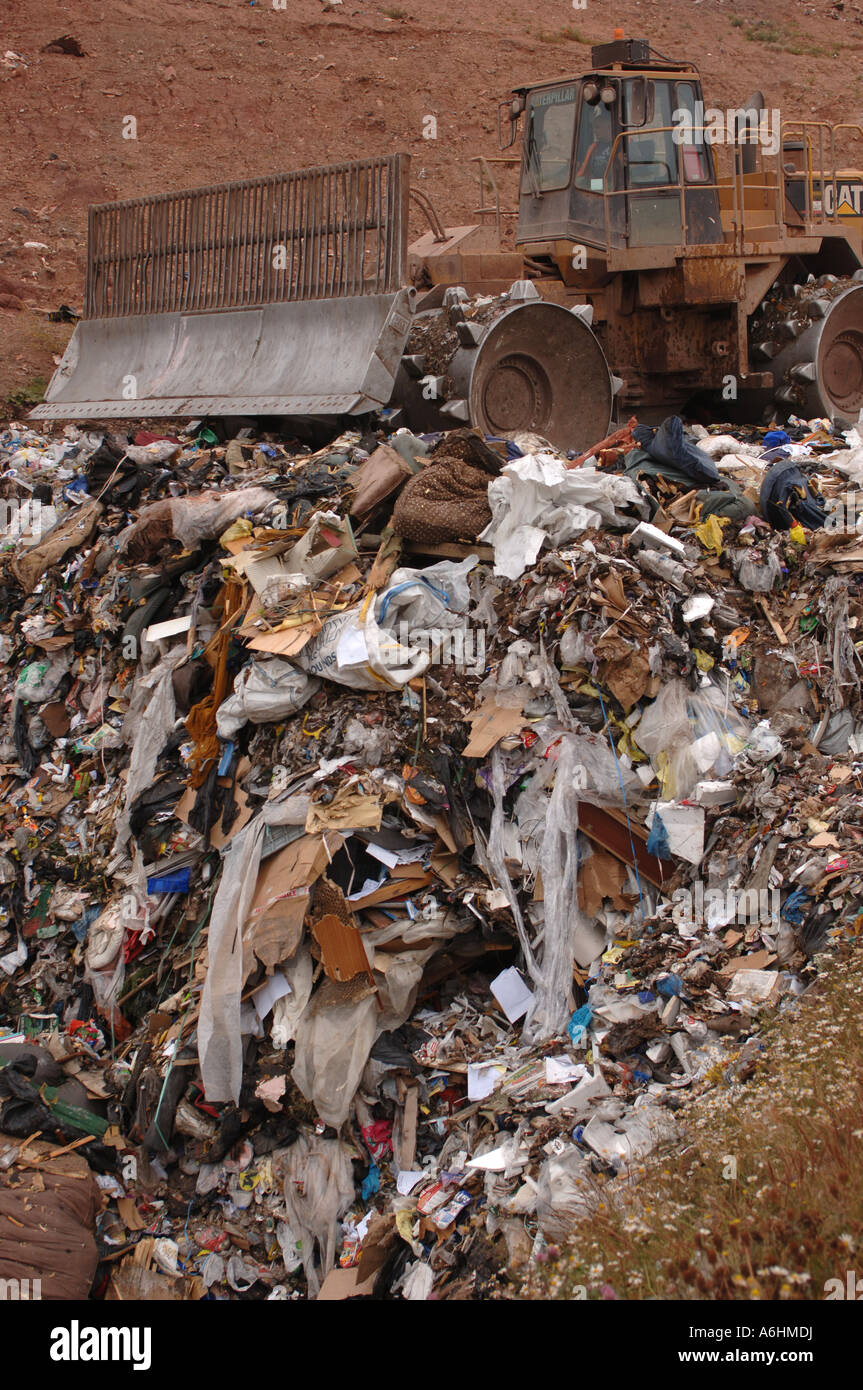 Compactor working on a landfill site Stock Photo Alamy