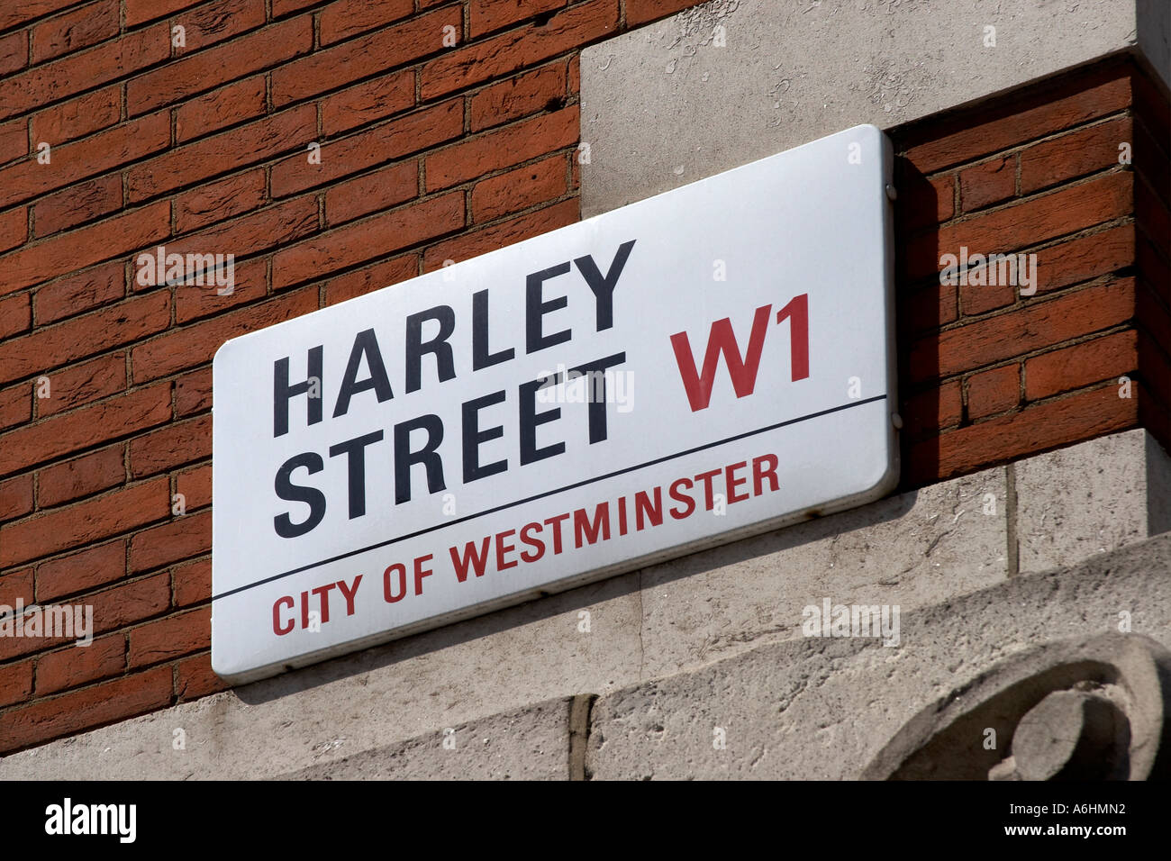 Harley Street sign London W1 England Stock Photo Alamy