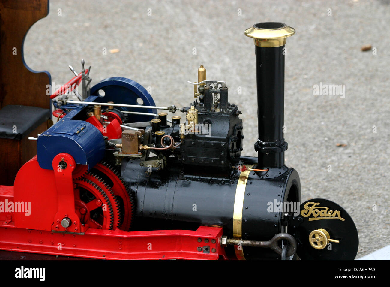 Detail of regulator and controller gear on scale model steam powered traction engine Stock Photo