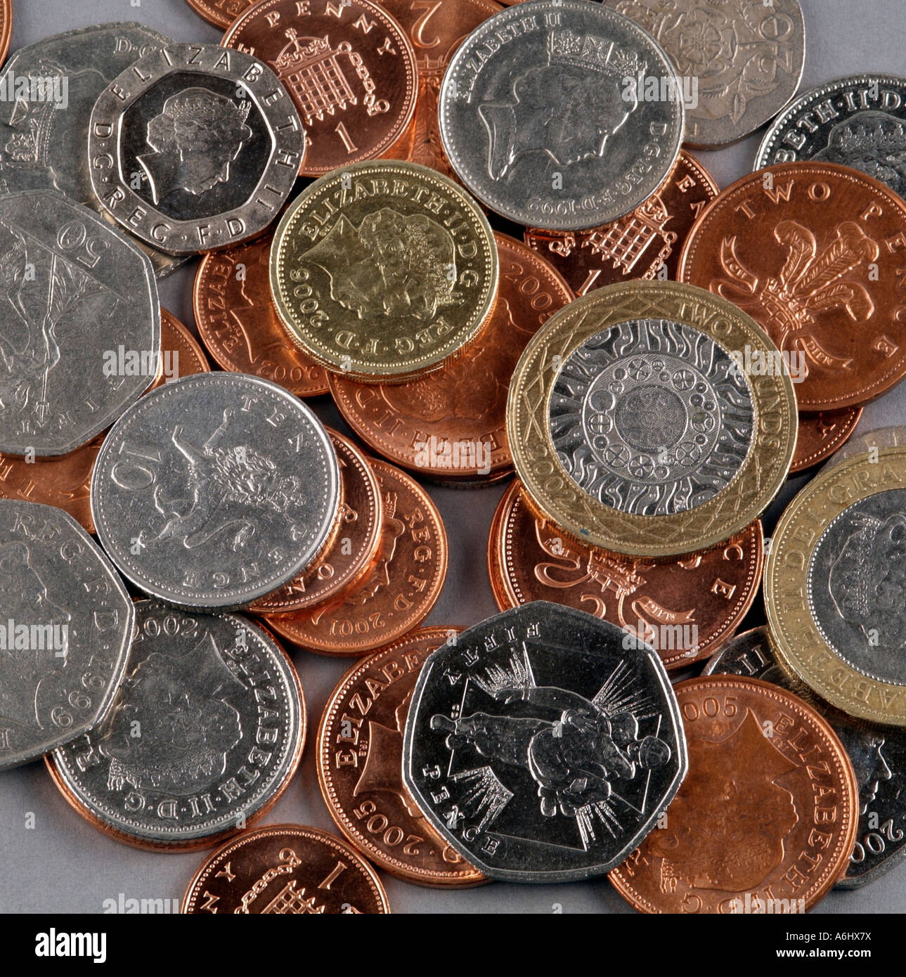Money UK currency Coins Stock Photo