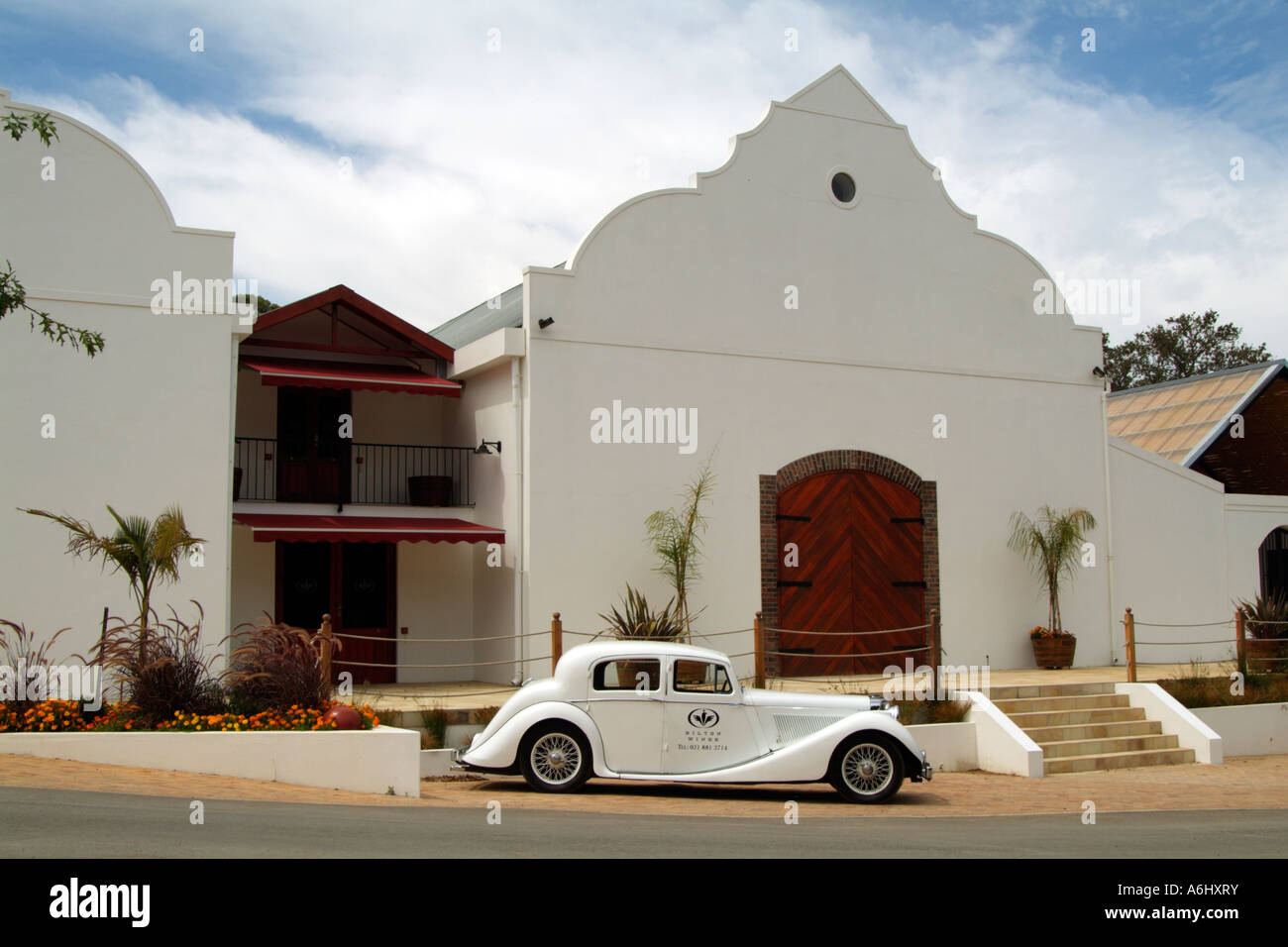 Vintage Jaguar classic motor car at Bilton Winery at Helderberg on the Stellenbosch wine route South Africa RSA Visitor attracti Stock Photo