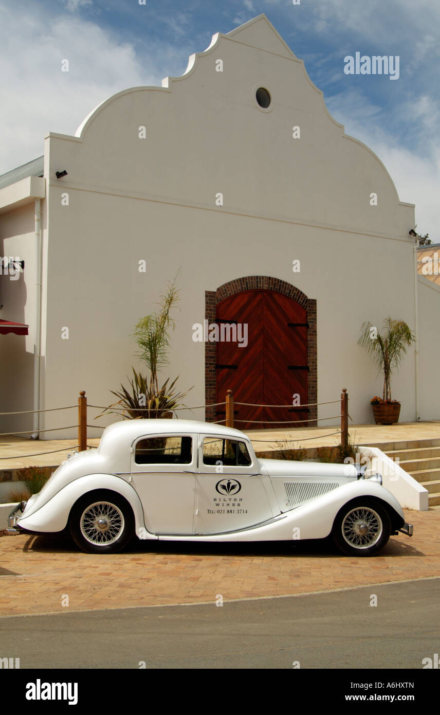 Vintage Jaguar classic motor car at Bilton Winery at Helderberg on the Stellenbosch wine route South Africa RSA Visitor attracti Stock Photo