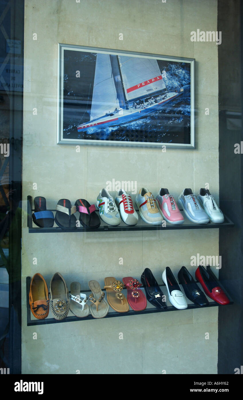 Detail of Prada shoe display in shop window in Palma de Mallorca Stock  Photo - Alamy