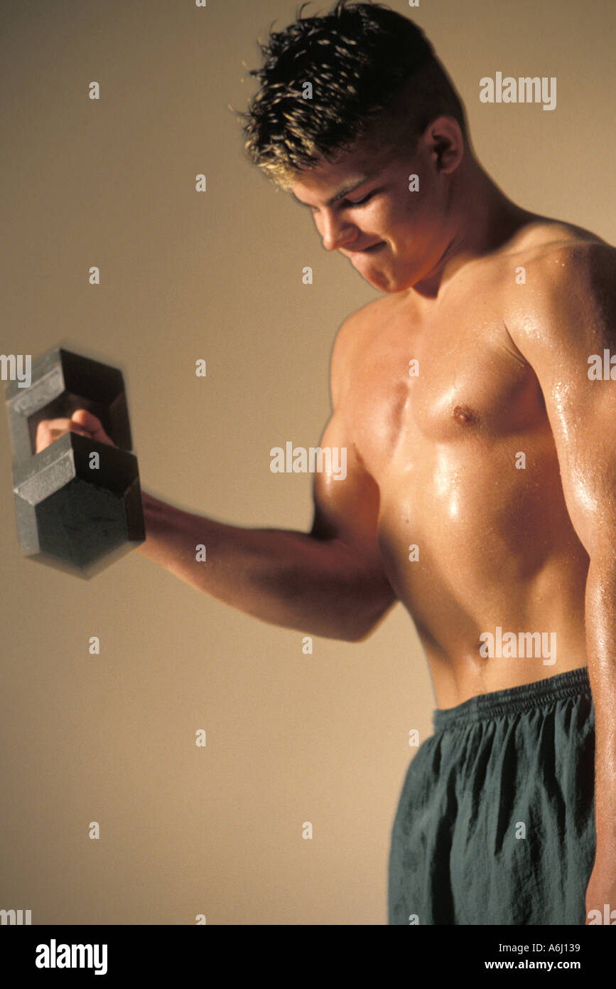 Man Lifting Weights Stock Photo