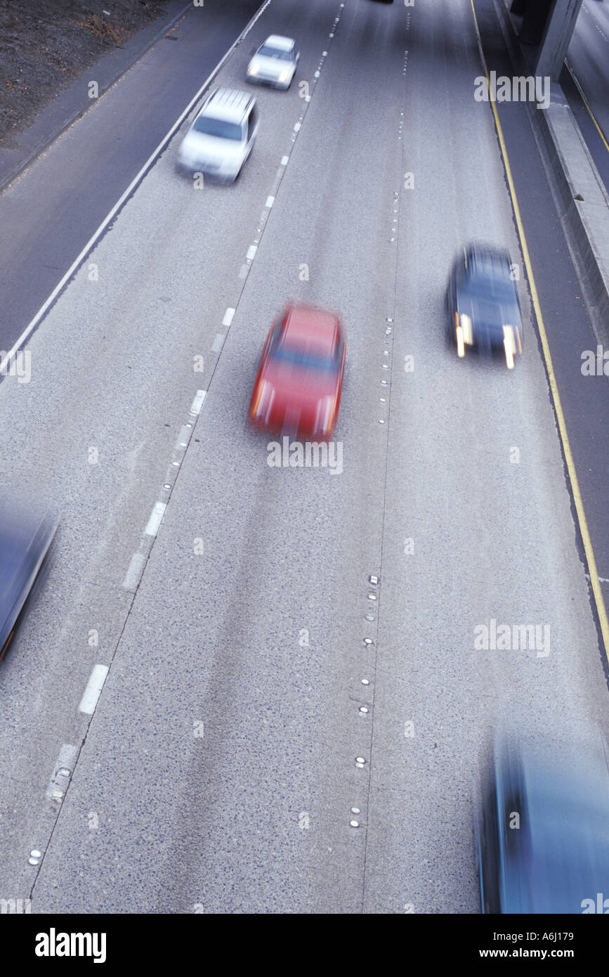Cars Driving On Freeway Stock Photo