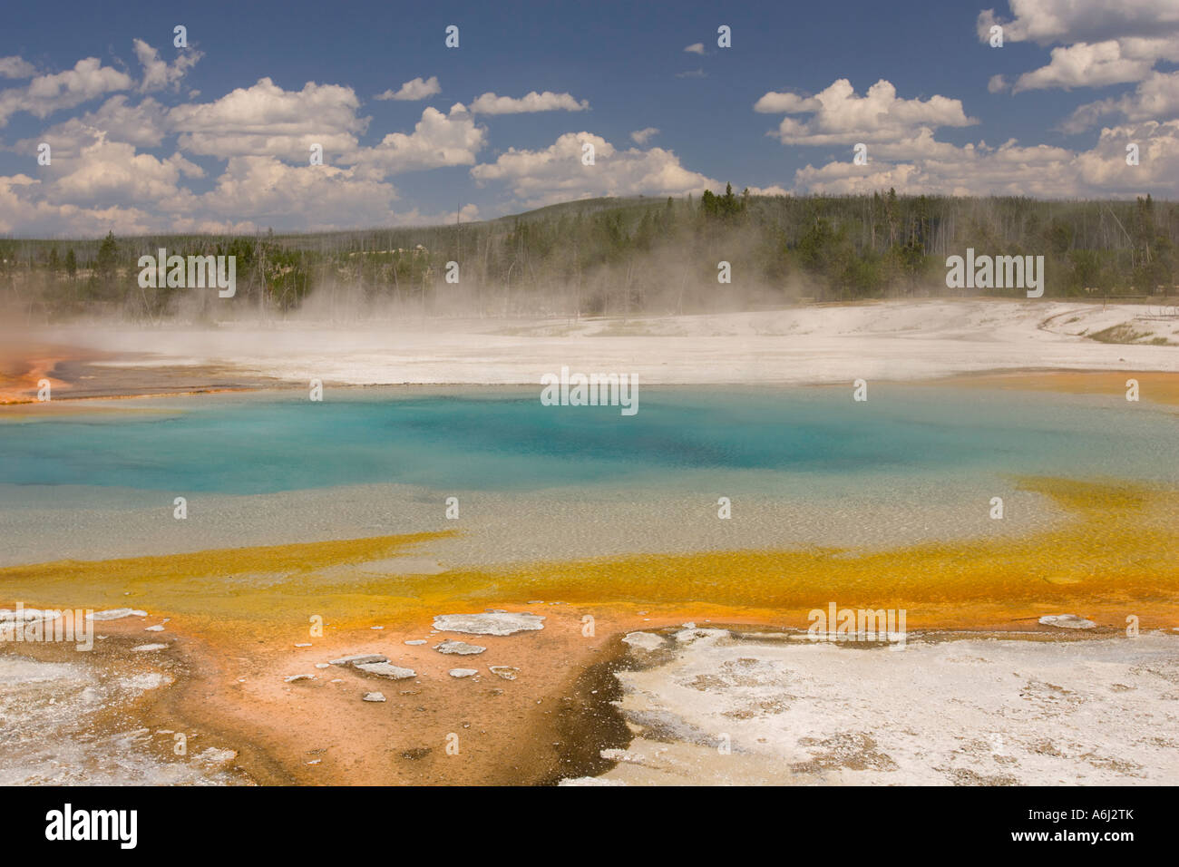 WYOMING USA Rainbow Pool a colorful hot springs at Black Sand Basin in Yellowstone National Park Stock Photo