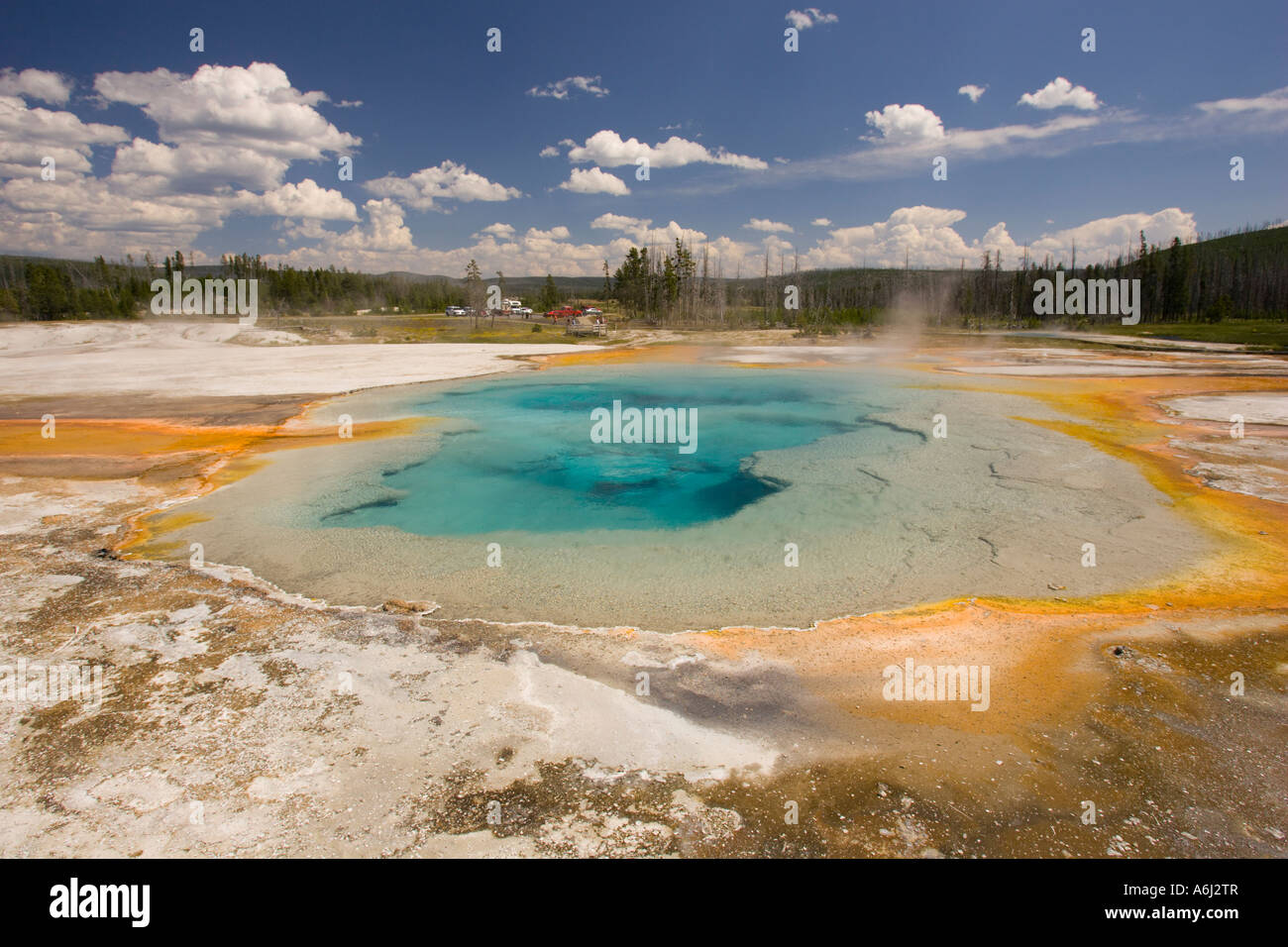 WYOMING USA Rainbow Pool a colorful hot springs at Black Sand Basin in Yellowstone National Park Stock Photo