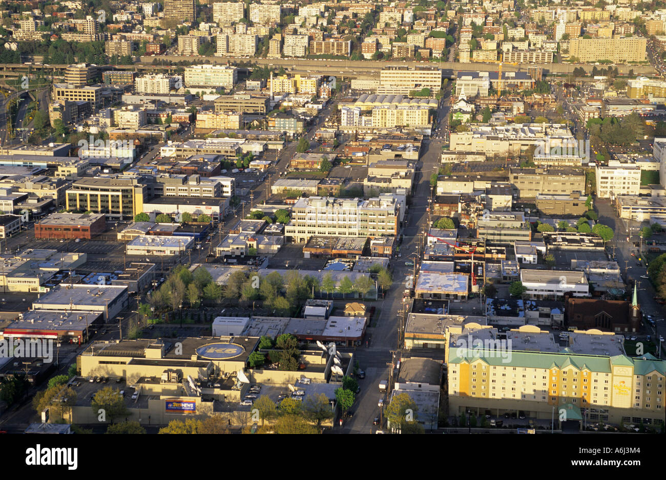 View over industrial area of Seattle, Washington State, USA Stock Photo