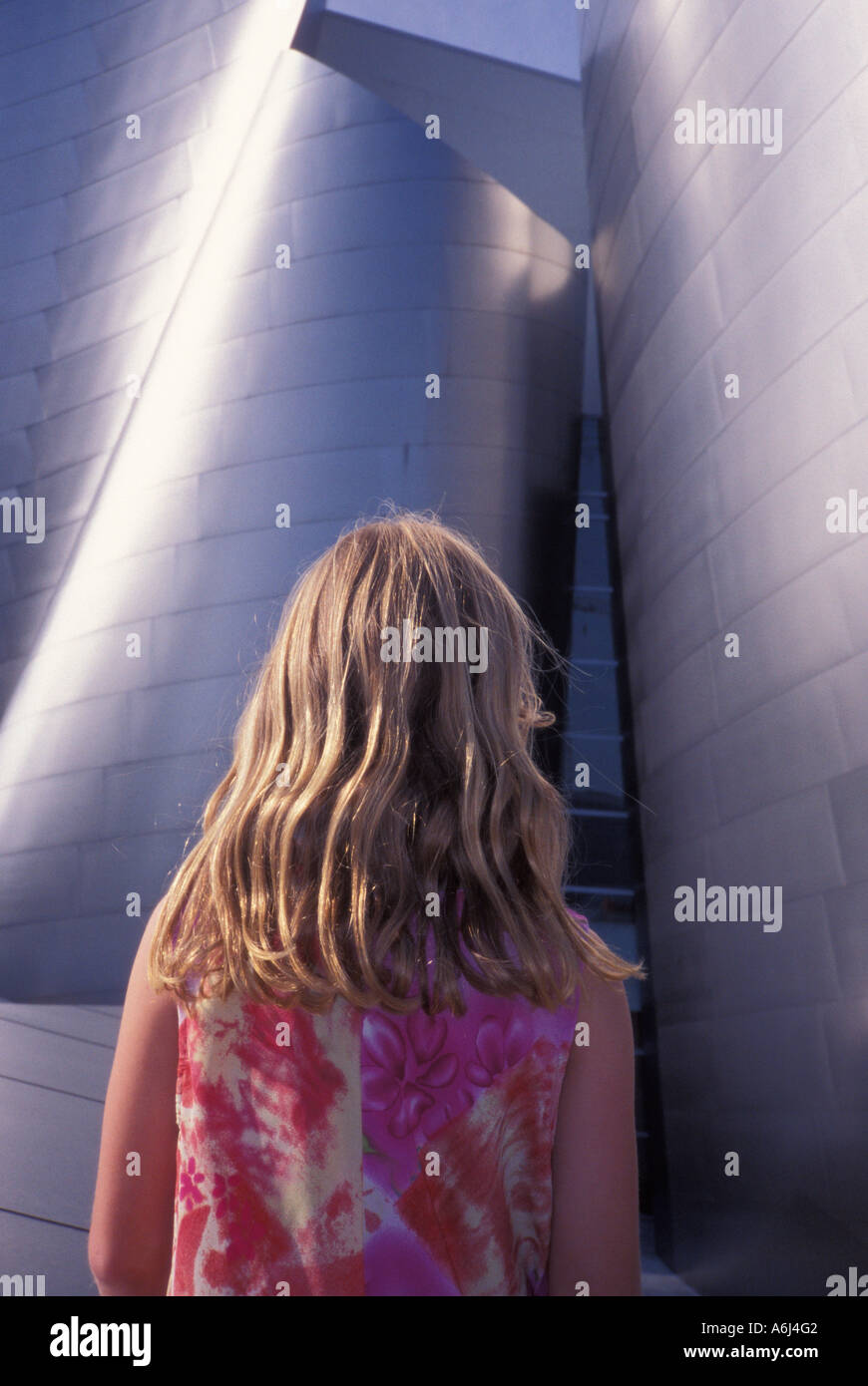 A young girl at Walt Disney Concert Hall Los Angeles California United States Stock Photo