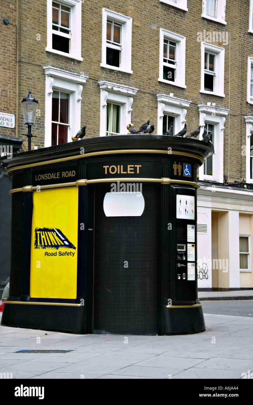 public outdoorouthouse toilet restroom london england uk britain Stock