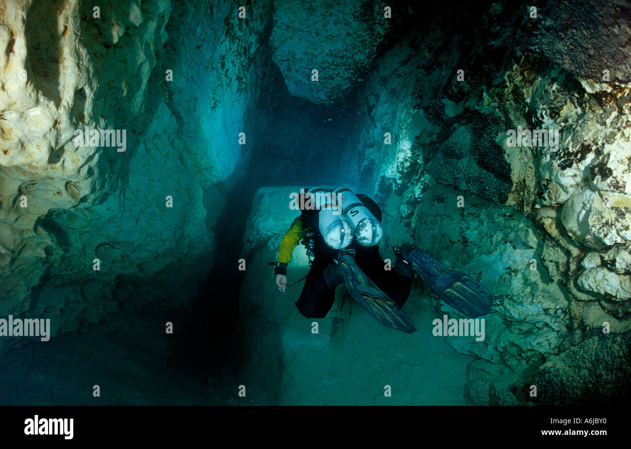cave diver in thermal spring, Molnar Janos cave Budapest Stock Photo - Alamy