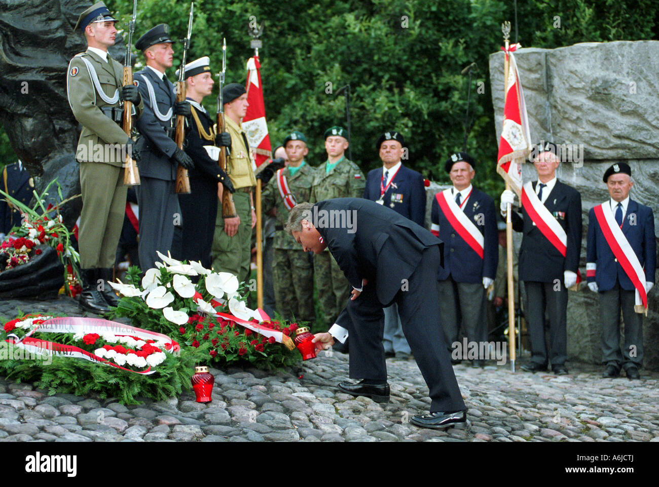 Aleksander Kwasniewski during the 60th anniversary of the Warsaw Uprising, Poland Stock Photo
