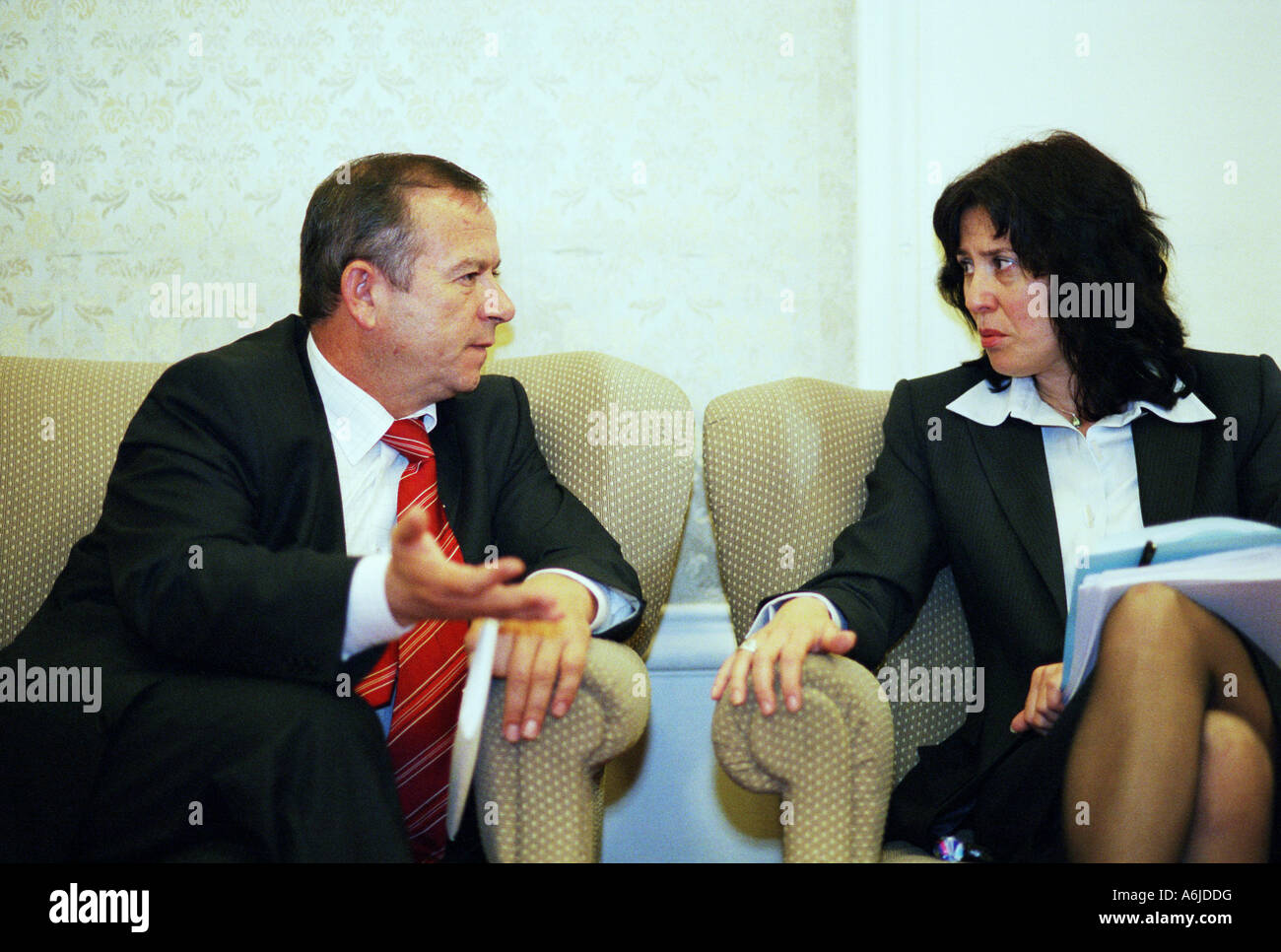 Bulgarian parliamentarians chatting Stock Photo