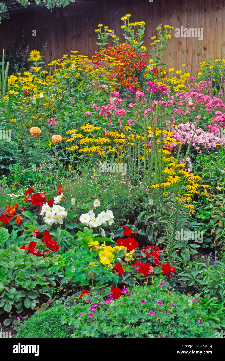 Colorful flower garden in Tirol, Austria Stock Photo