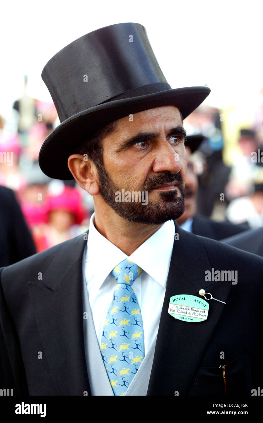 Sheikh Mohammed bin Rashid al Maktoum at horse races, Royal Ascot, Great Britain Stock Photo
