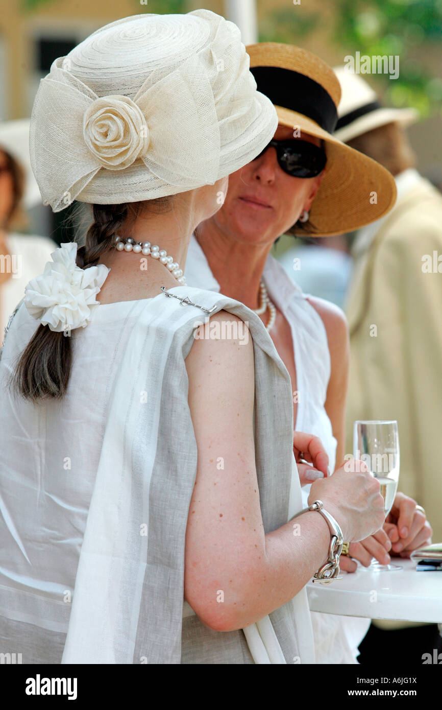 Women at horse races, Iffezheim, Germany Stock Photo