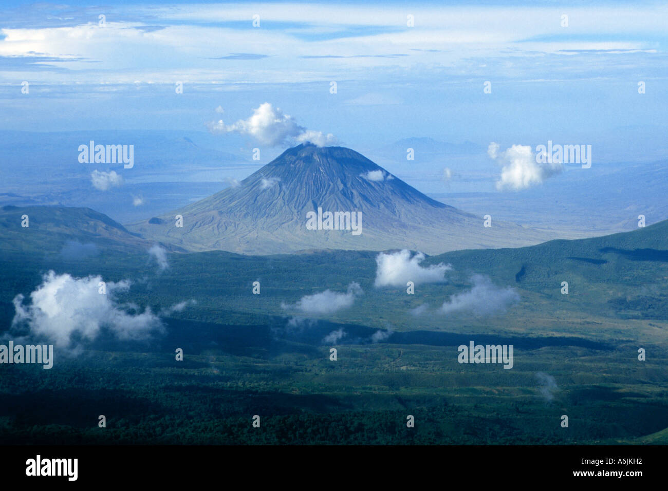 volcano Ol Doinyo Lengai at Rift Valley, holy mountain of Massai, Tanzania Stock Photo