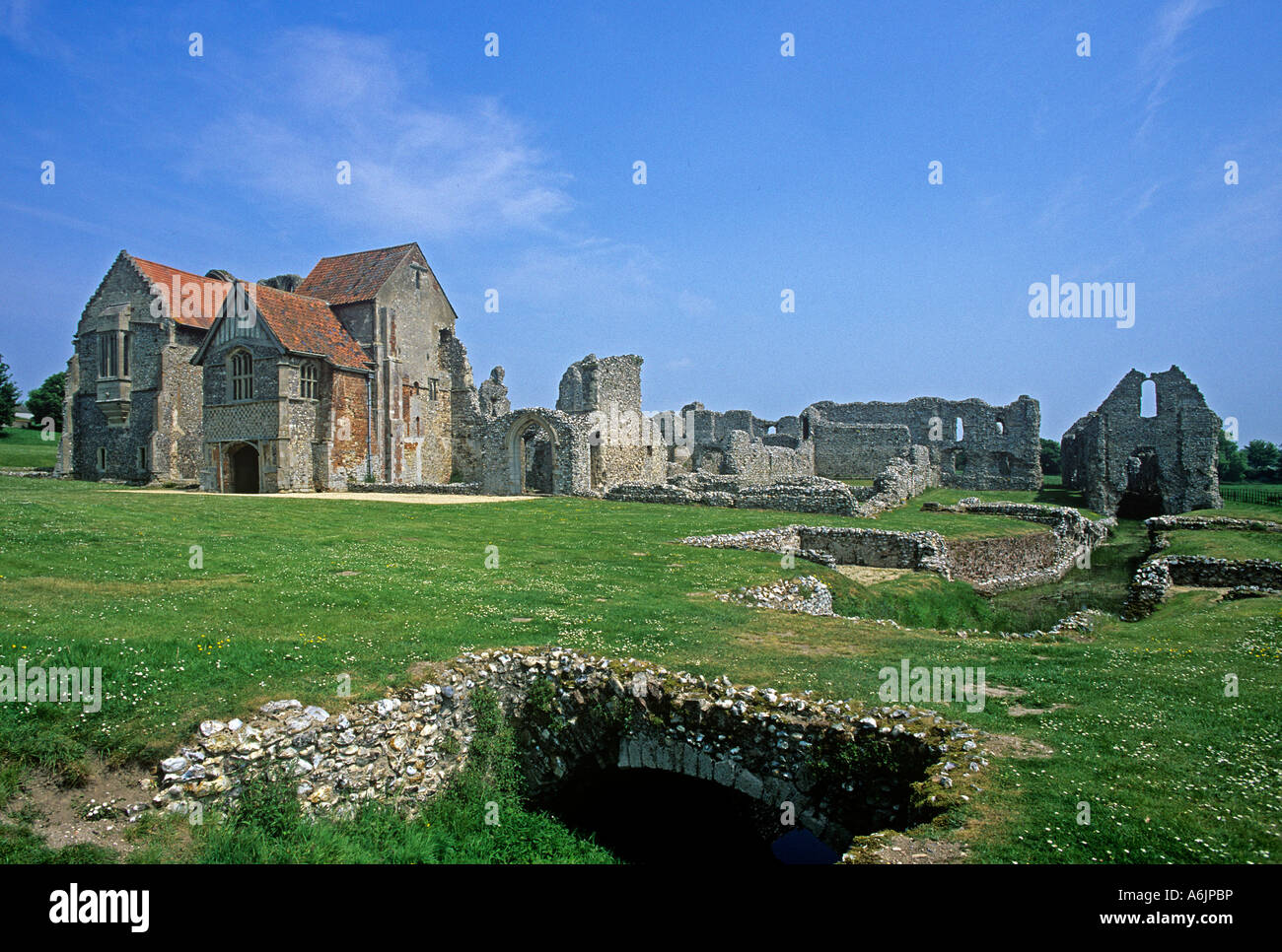 ruins of 12th Century Cluniac Priory at Castle Acre Northwest Norfolk Stock Photo