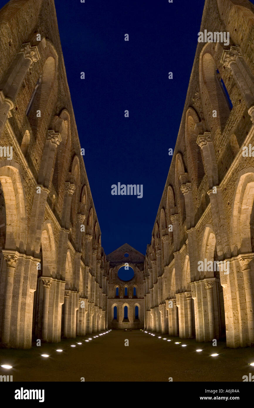 S Galgano abbey interior at night Stock Photo