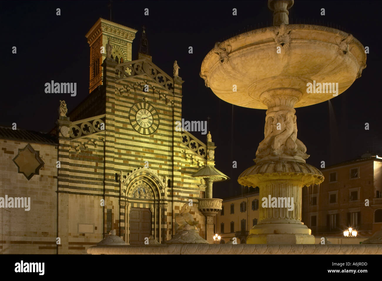 Square of the Prato Cathedral Tuscany Italy Famous pulpit by Michelozzo
