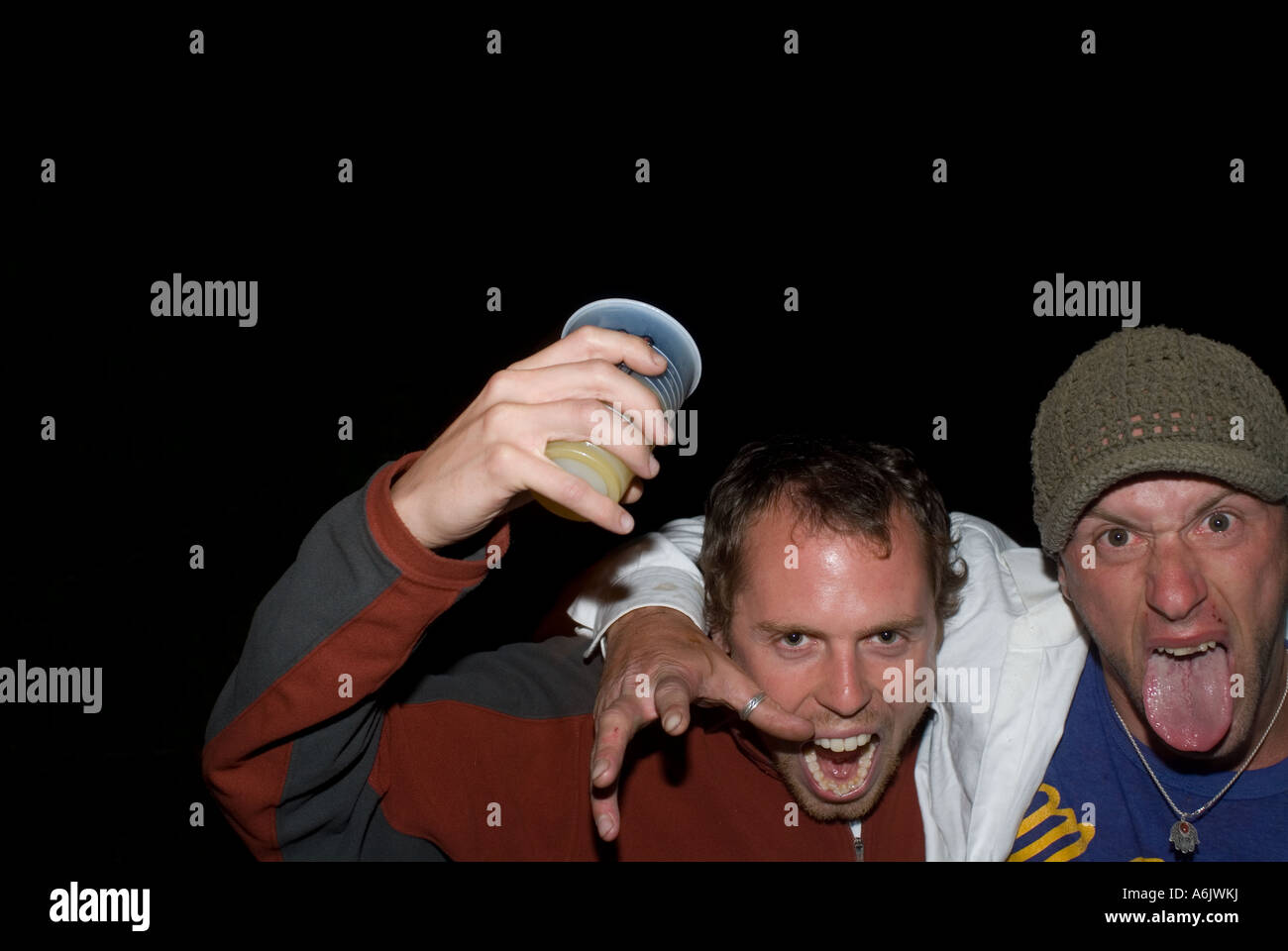 Two crazy guys get wild Stock Photo Alamy