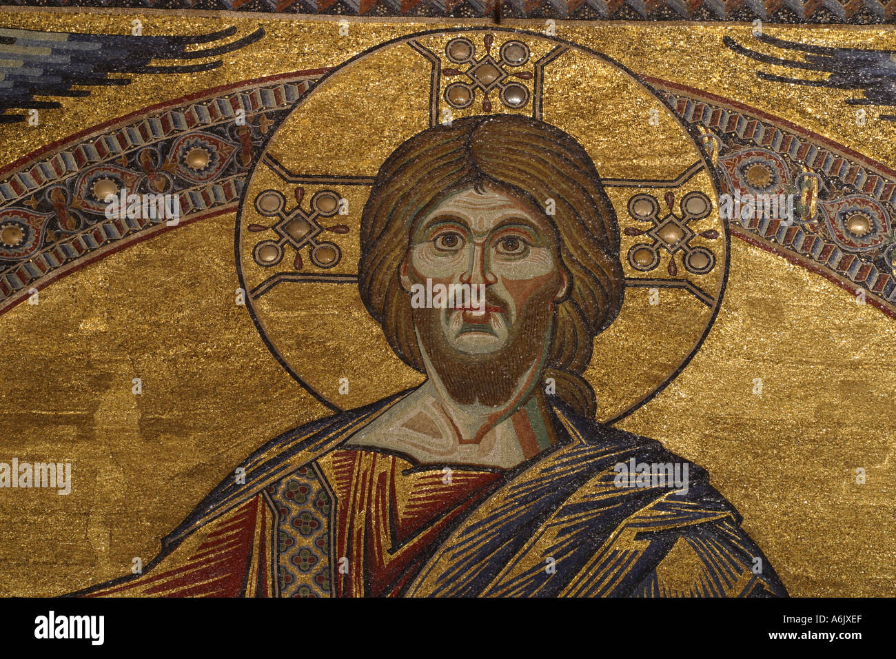 Dome mosaic in Byzantine style ,The large Jesus Christ in Majesty Stock